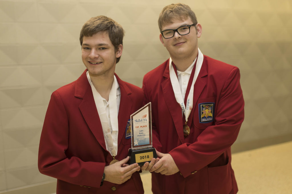 Audio/Radio Production 1st place: (L-R) Tyler Hale, Cushing; Chris Diggs, Stroud