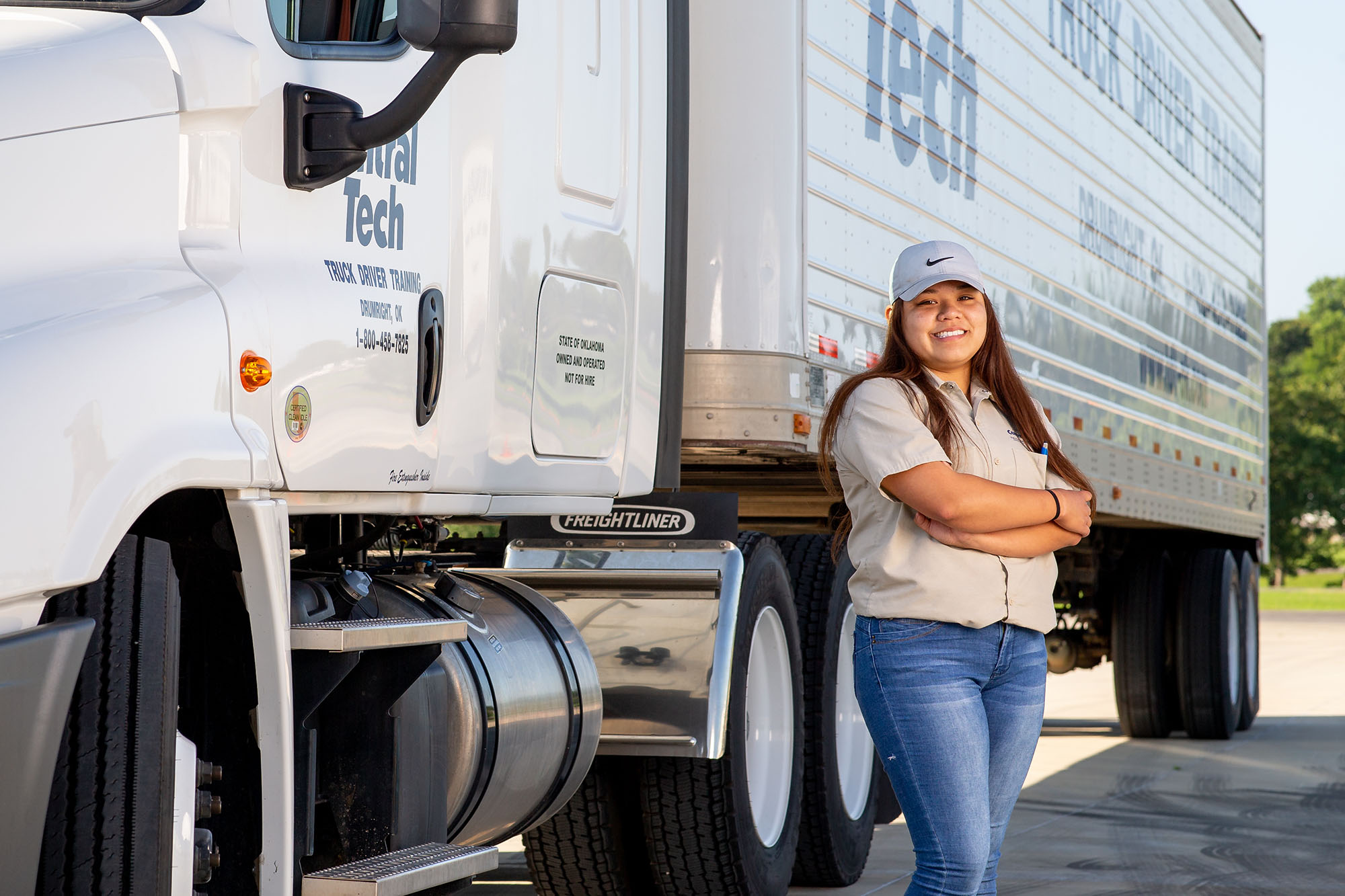 woman in truck driver training at Central Tech