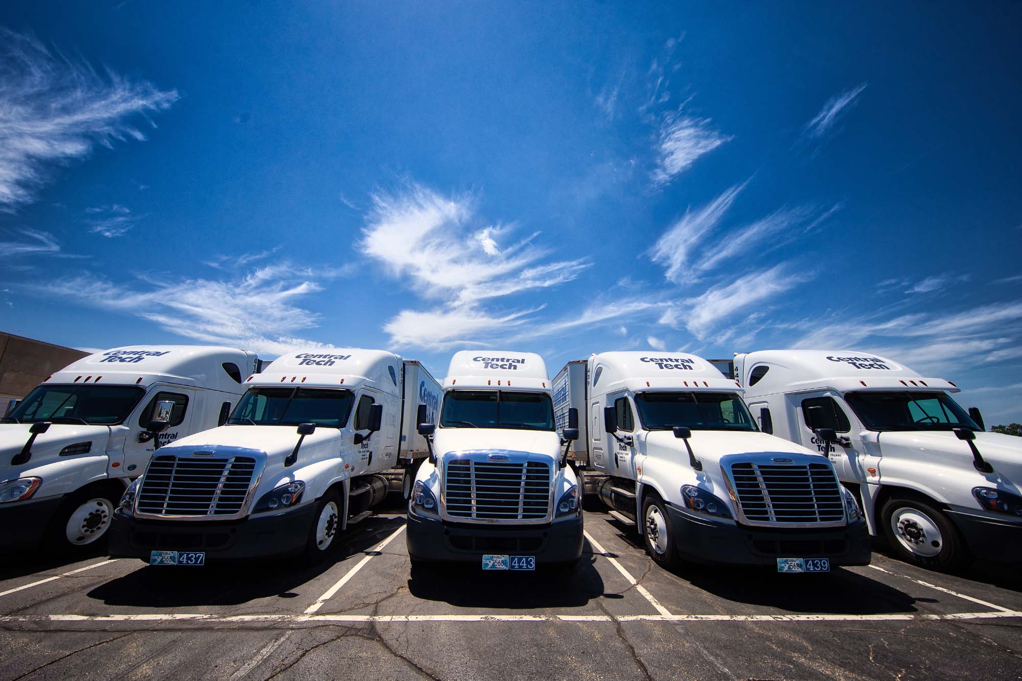 Related News picture of Central Tech Truck Driving Training semis in a parking lot