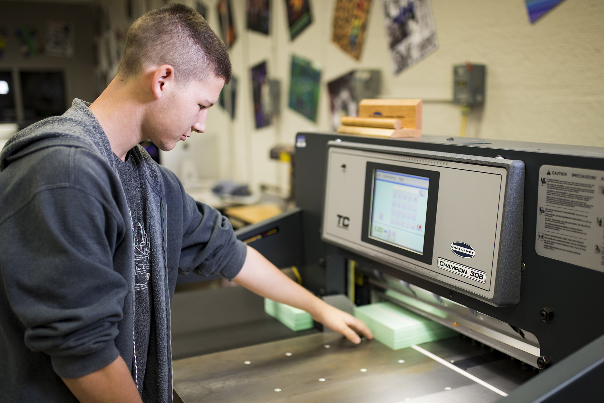 picture of digital printing student at Central Tech learning his vocational trade