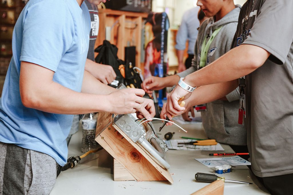 Electric Trades hands-on activity at Central Tech