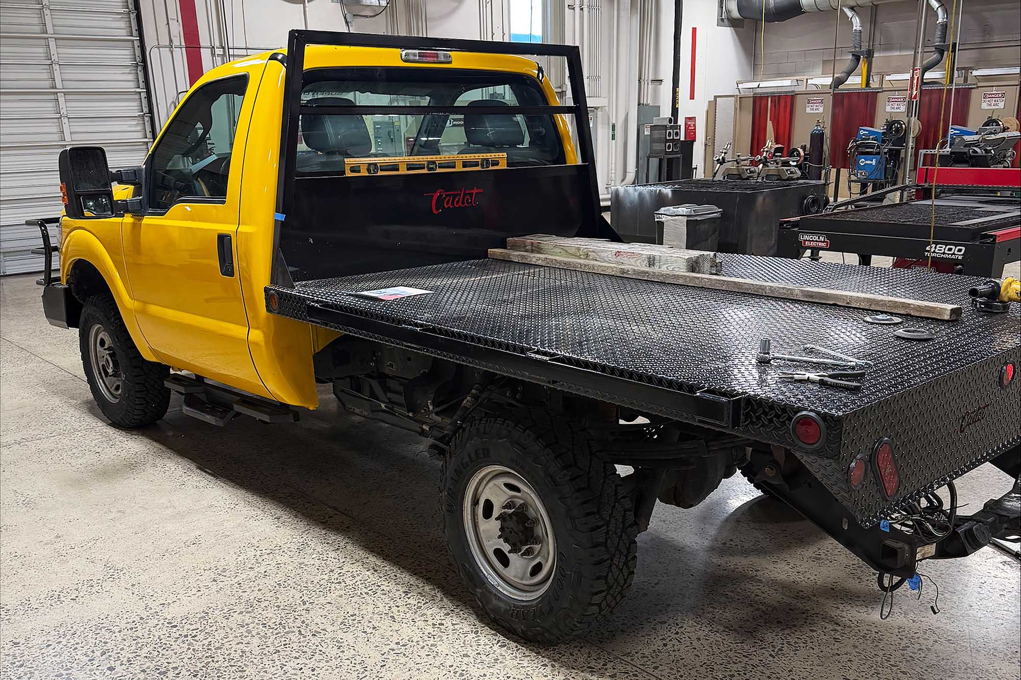 Cleveland Fire Department brush truck with new bed welded on by Central Tech students