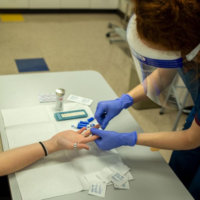 Medical Assisting students practice finger sticks on each other. Nothing teaches like hands-on experience. 
Photo courtsey of Aaron J, IMM student
#centraltechMA #centraltechDM