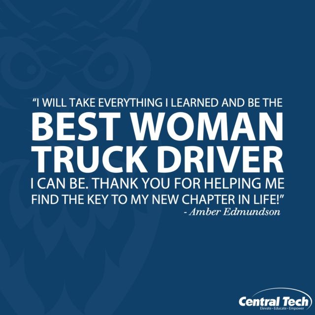 We love hearing from past students like Amber Edmundson, Truck Driver Training alumni!
#centraltechedu #centraltechTDT #truckdriver #truckinglife
Learn more about CDL training on our website.