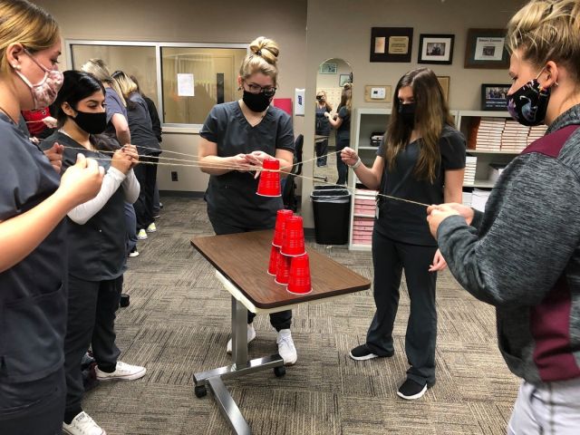 Health Careers students do team building activities to learn about the importance of communication when working as a team in healthcare. 
#centraltechedu #centraltechHC #hosafhp #healthcareers