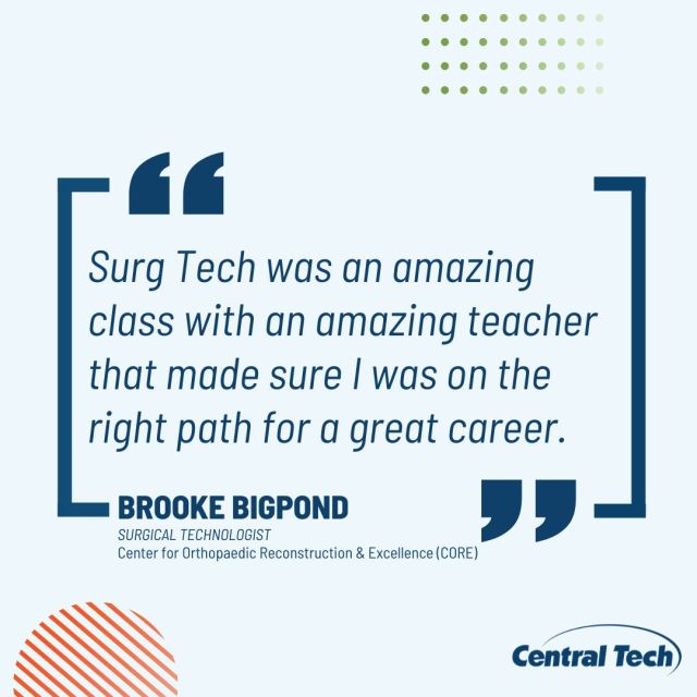 Brooke knows best. 🫶

Apply today to be an OR Tech! centraltech.info/ST #centraltechedu #centraltechSurgTech