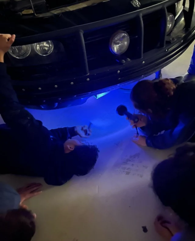 Automotive students were pinpointing an air conditioner leak by using a UV light and UV oil dye. 🤯⁠
⁠
So cool!⁠
⁠
#centraltechAutoTech