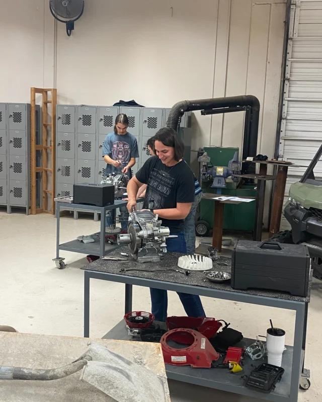 First night of small engine repair class = a roaring success! We’re getting hands-on with the engines behind lawn mowers, trimmers, and more. Summer yard domination, here we come! 💪