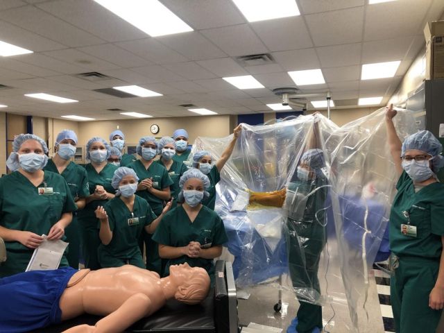 Our Surg Tech students are learning how to drape a hip. Happy National Surgical Technician week! #centraltechSurgTech