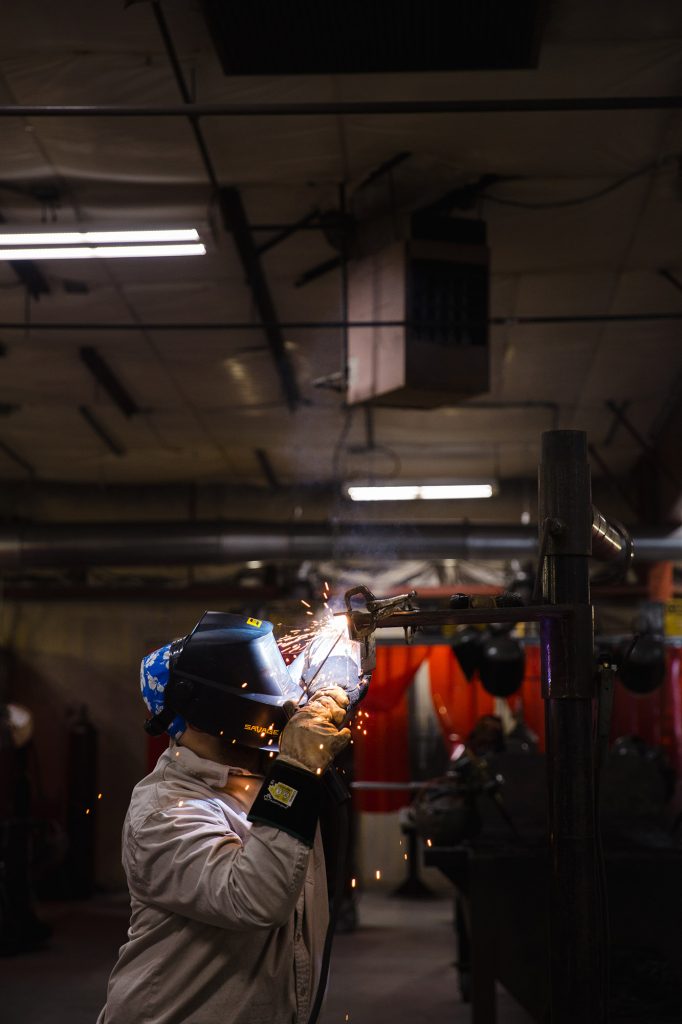 student welding at Central Tech in Sapulpa OK